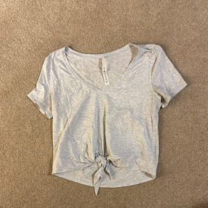 Lululemon Athletica Gray Crop Tie Front Top